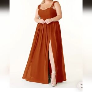 Azazie MetzPaprika A-Line Sweetheart Ruched Chiffon Dress